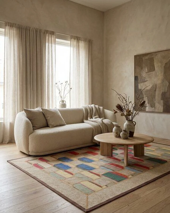 Kelim Tekkeh Beige „Rugtales“ aus Schurwolle, 160x237 cm