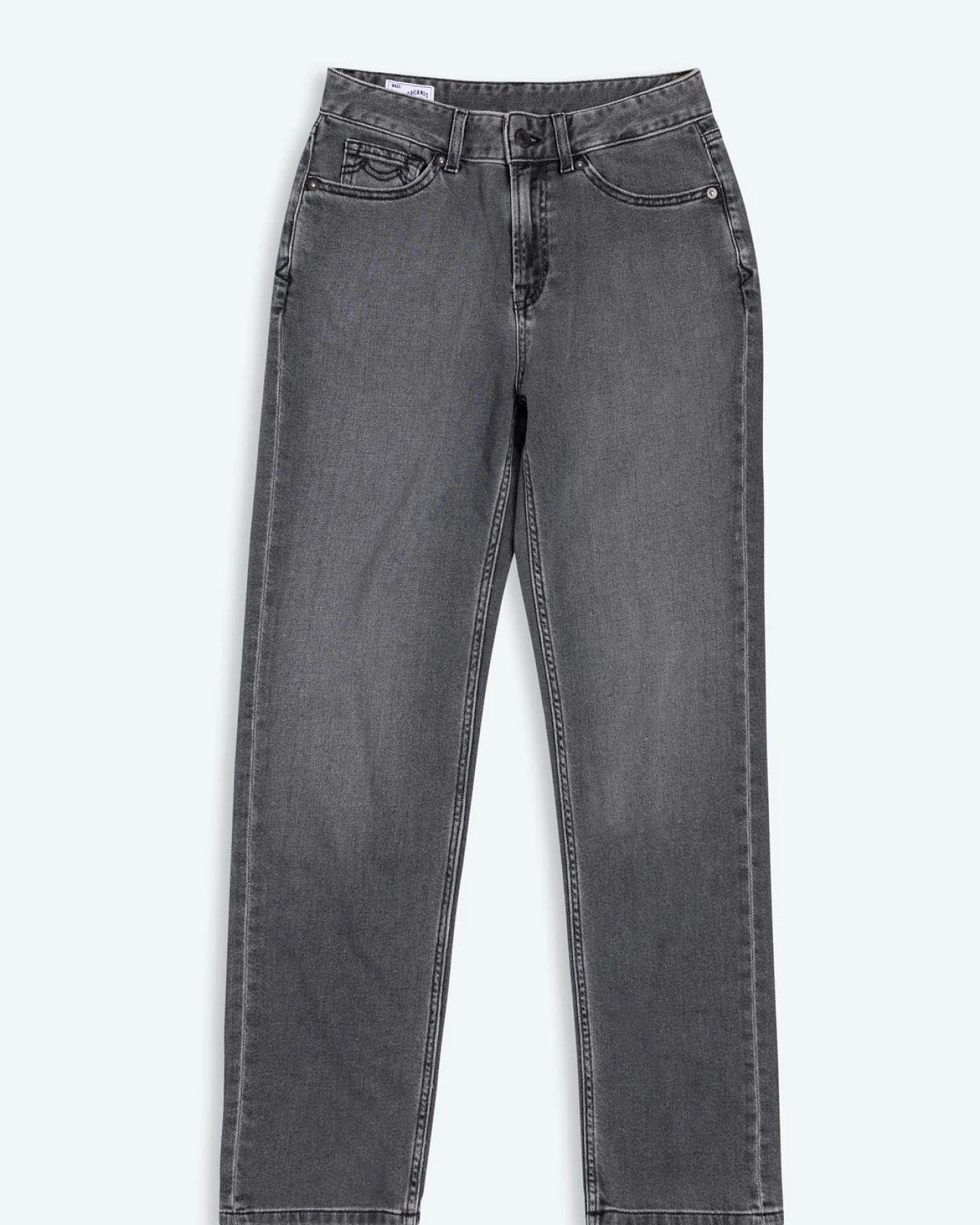 Kings of Indigo Damen vegan Jeans Inoe Mid Rise Straight Leg Grau – Ansicht 2