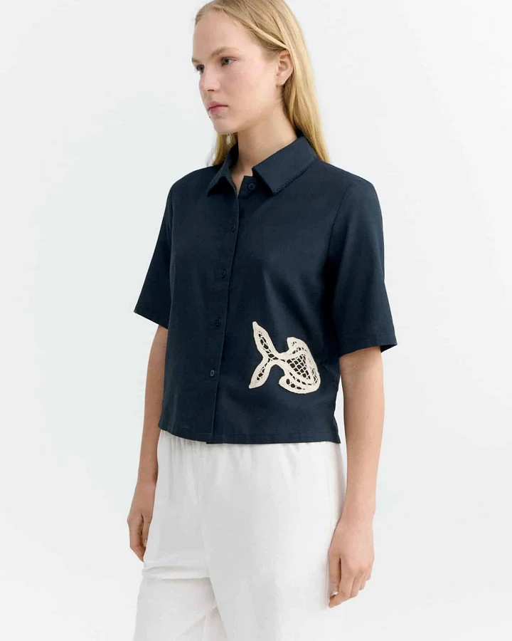 Thinking MU Damen vegan Bluse Ane Blau