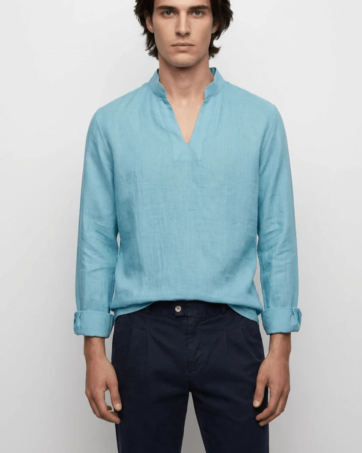 De IONESCU Herren vegan Hemd Viscri Aqua