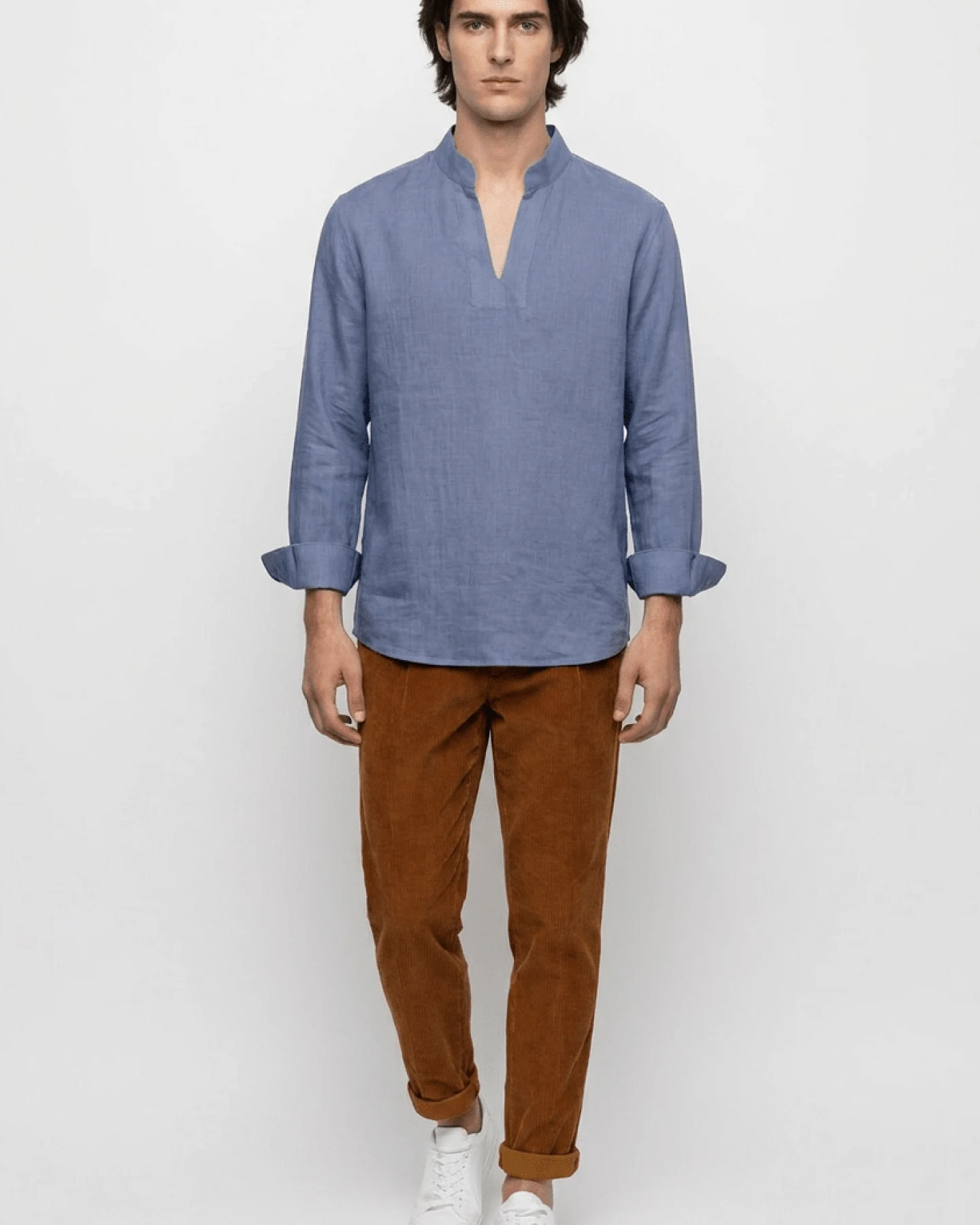 De IONESCU Herren vegan Hemd Viscri Dusty Blue – Ansicht 2