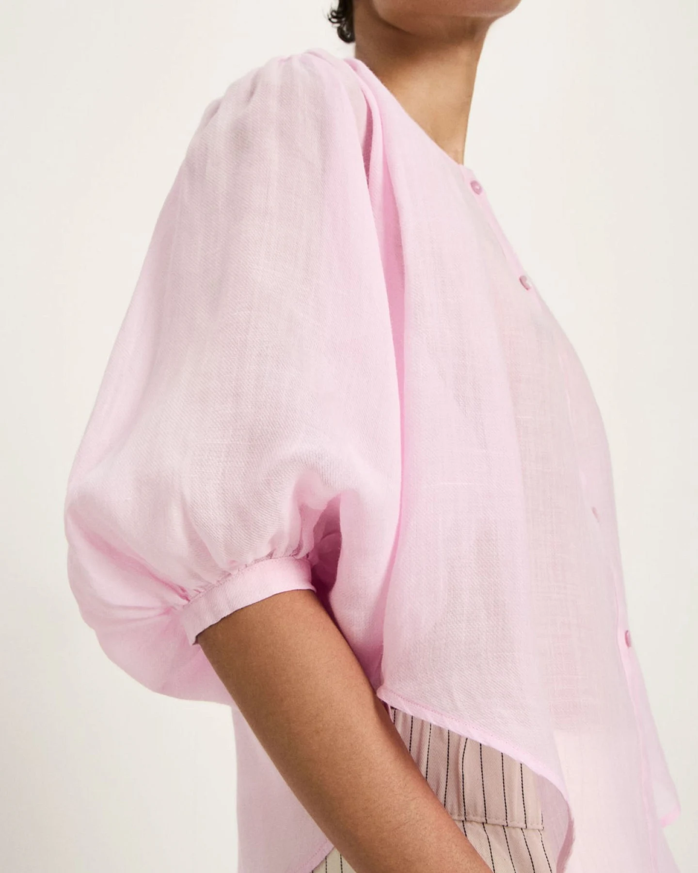 Bluse mit Kräuseln Rosa – Ansicht 2