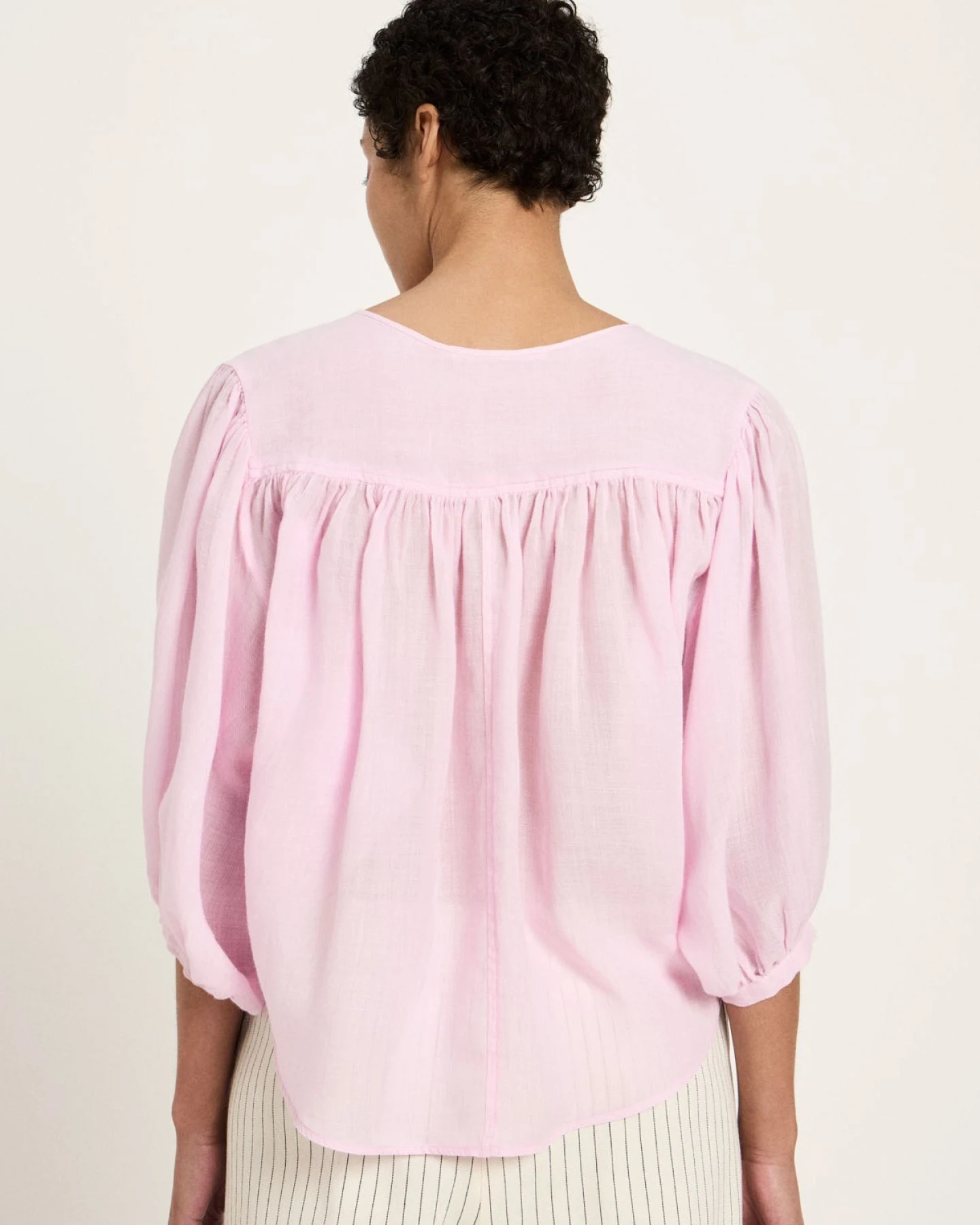 Bluse mit Kräuseln Rosa – Ansicht 5