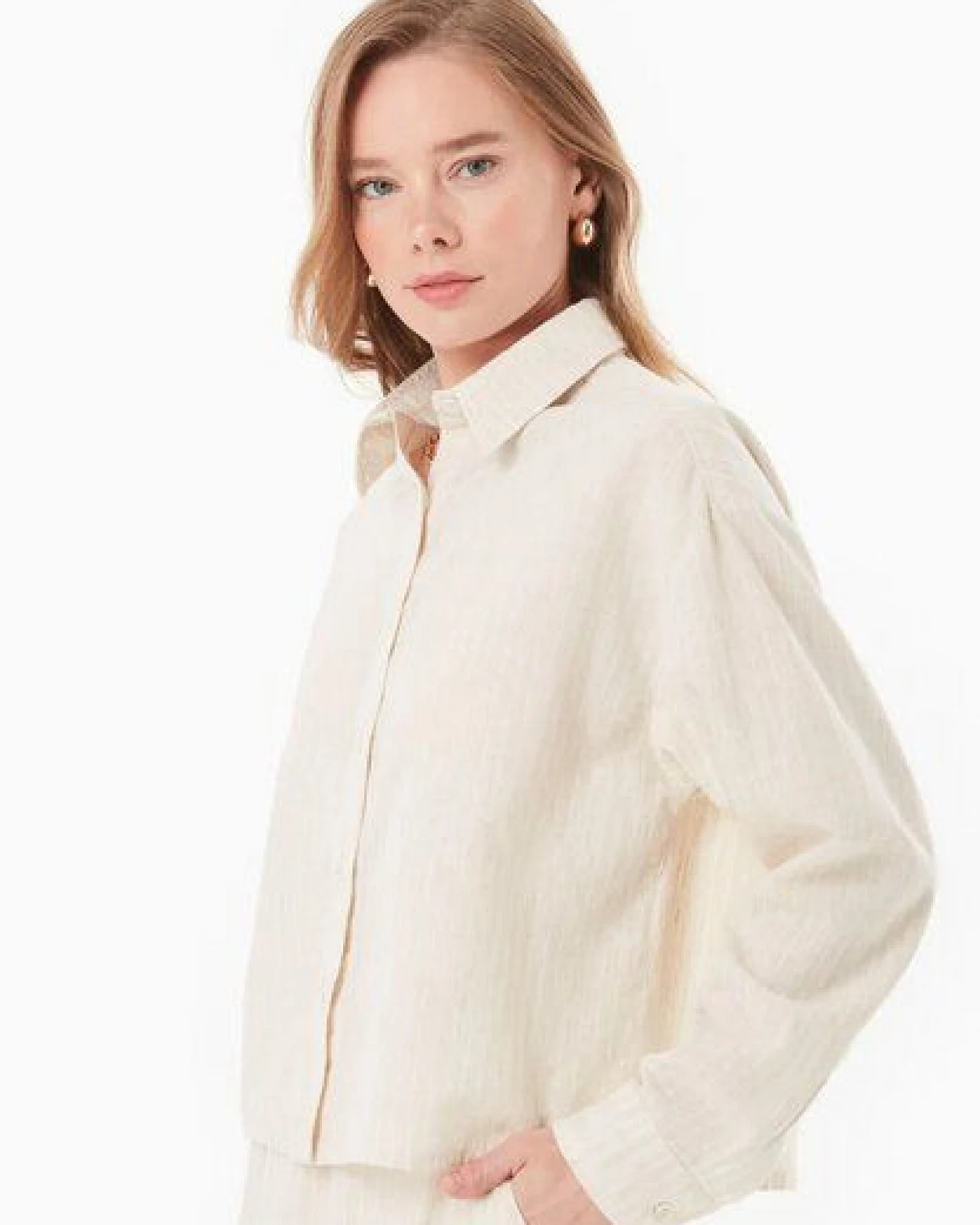 ORGANICATION Bluse aus Bio-Baumwolle und Leinen – Ansicht 3