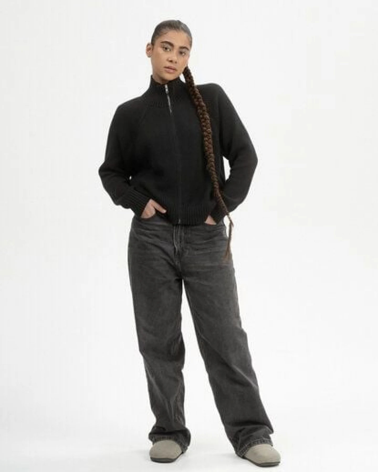 MELA Rippstrick Jacke Style KAMUKA aus 100% Bio-Baumwolle – Ansicht 3