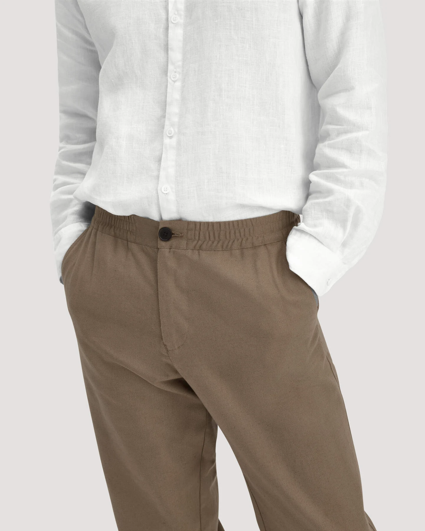 hessnatur Herren Hose ENEA Regular aus Bio-Baumwolle mit Leinen - braun - Größe 34/34 – Ansicht 3