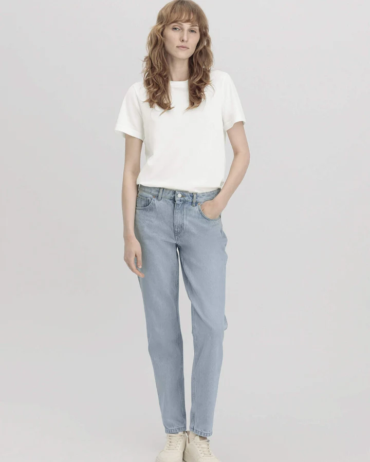 hessnatur Damen Jeans HANNA Mom High Rise aus Bio-Denim - blau - Größe 30/32