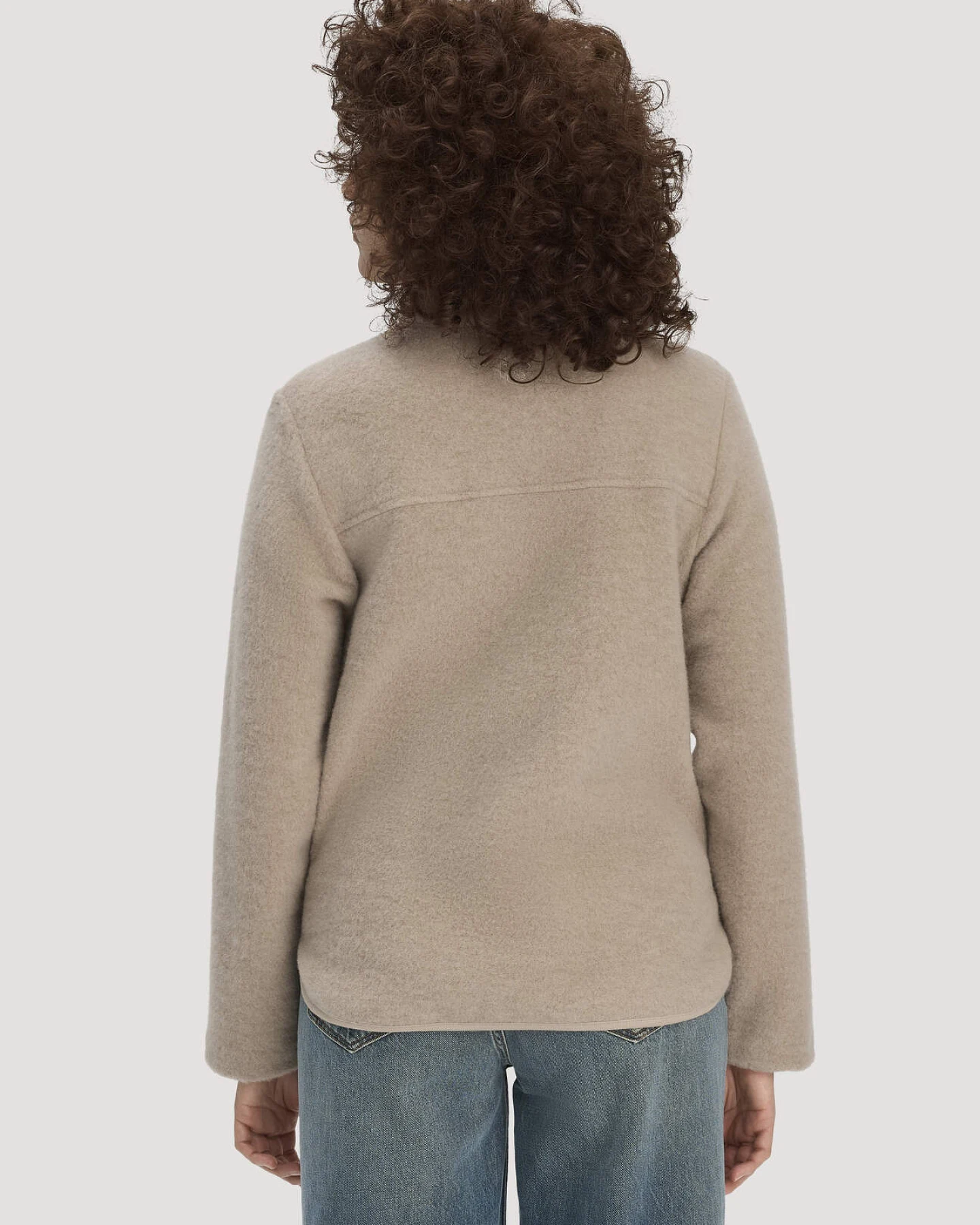 hessnatur Damen Wollfleece Jacke Regular aus Bio-Merinowolle - beige - Größe S – Ansicht 3