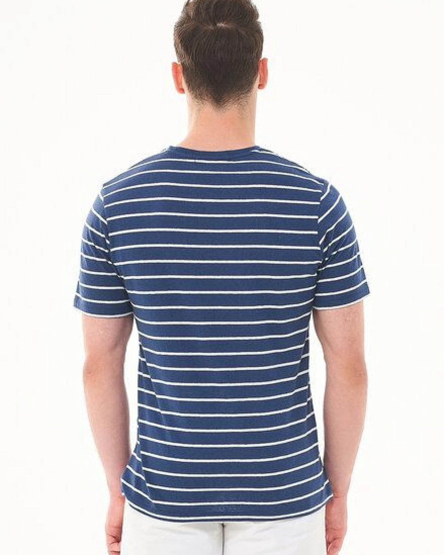 ORGANICATION Gestreiftes T-Shirt aus Bio-Baumwolle und Leinen – Ansicht 4