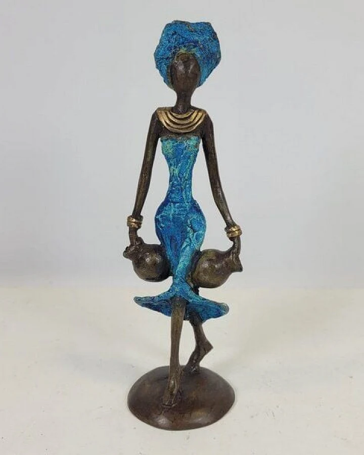 Moogoo Creative Africa Bronze-Skulptur "Frau mit zwei Amphoren" by Soré