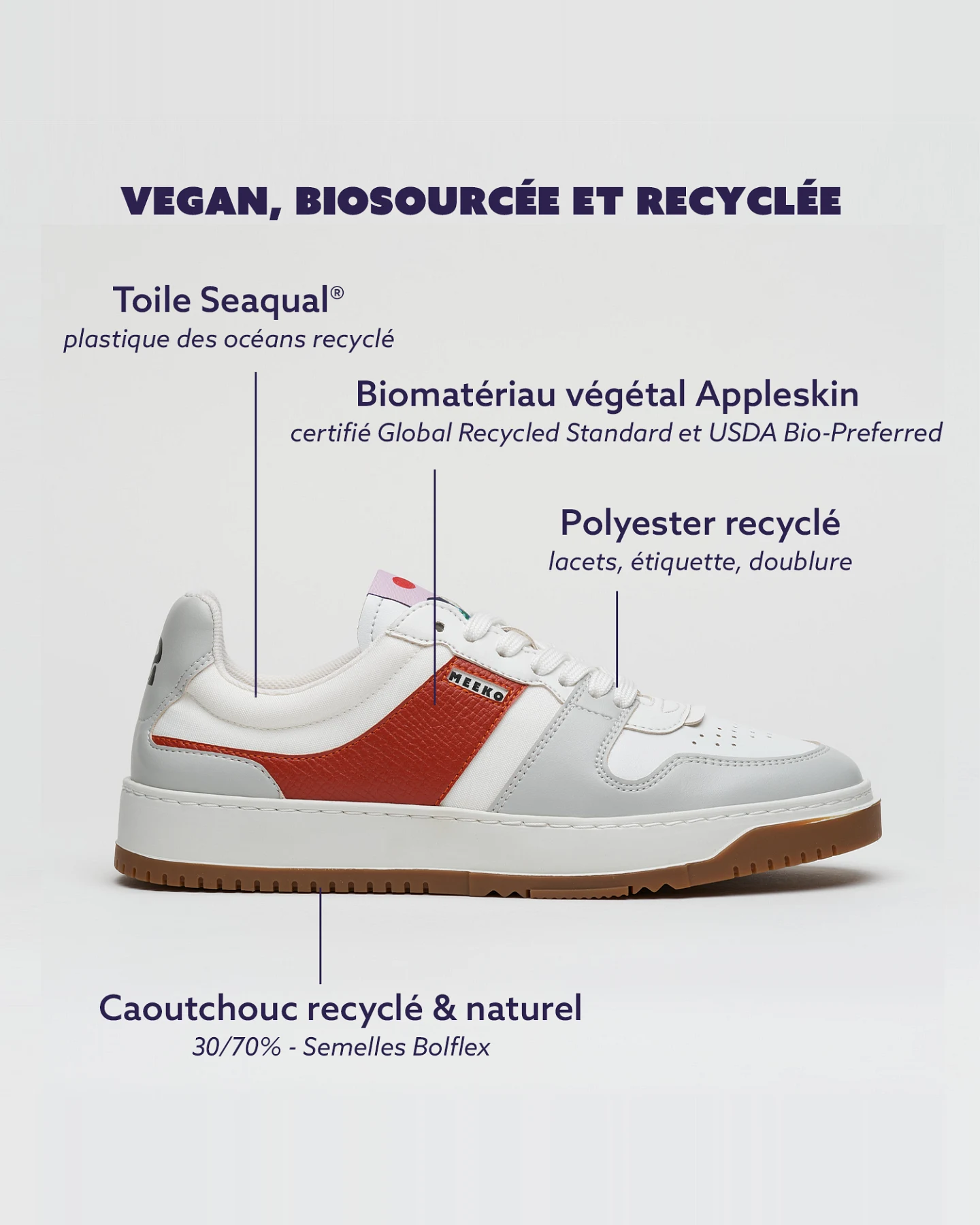 MEEKO Herren vegan Sneaker Kiboko Lehm Rot – Ansicht 2
