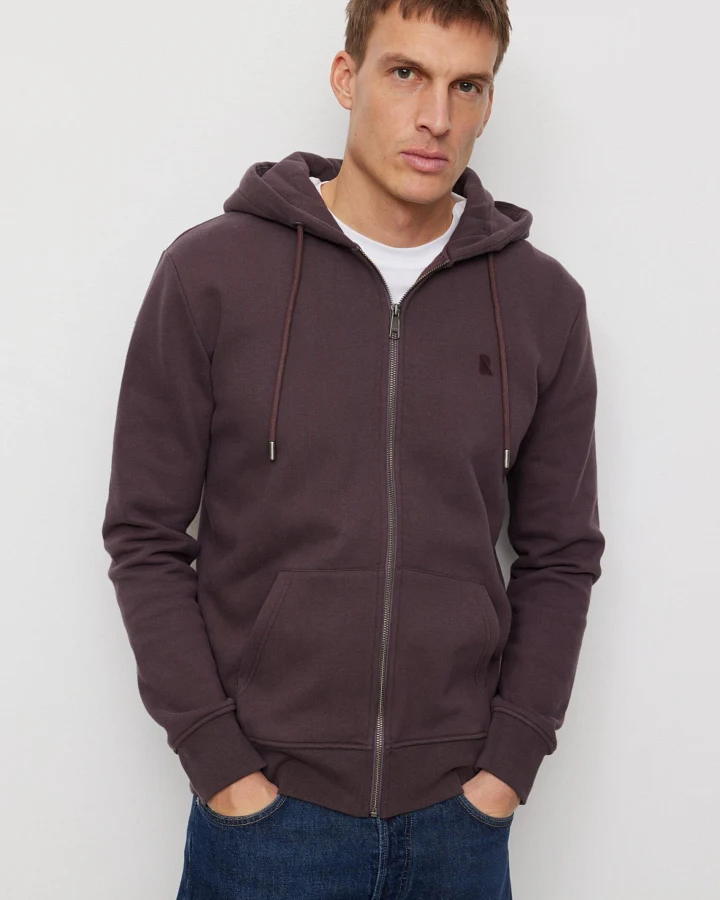 Recolution Herren vegan Sweatjacke Birch Dark Grape