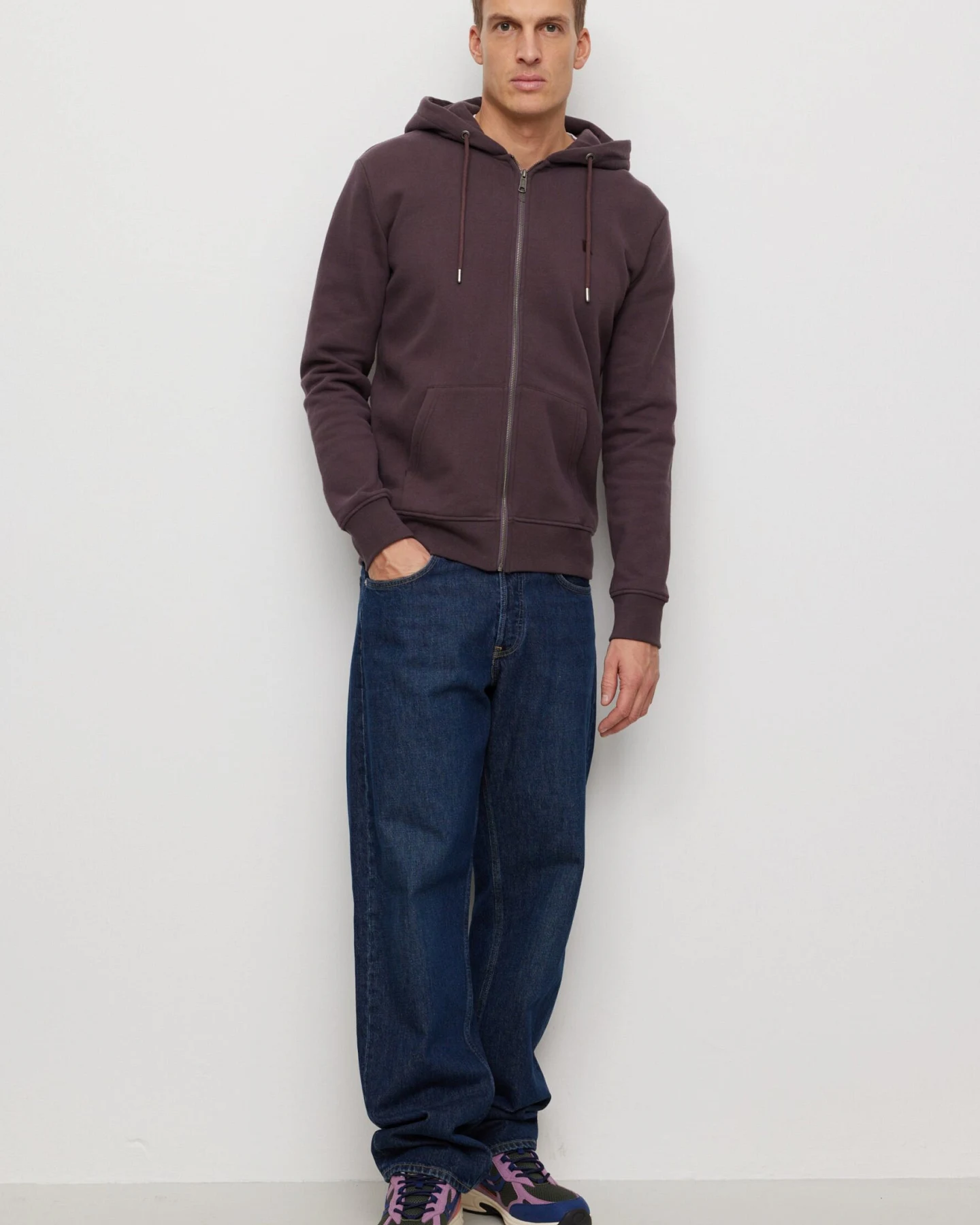 Recolution Herren vegan Sweatjacke Birch Dark Grape – Ansicht 2