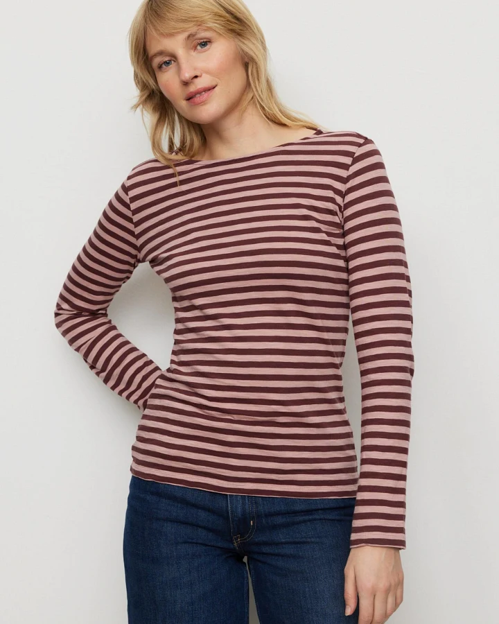 Recolution Damen vegan Langarmshirt Iris Stripes Rose