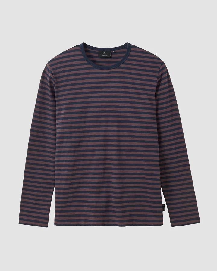 Recolution Herren vegan Langarmshirt Maca Stripes In Dark Grape