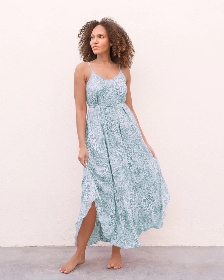 Jaya Organics Maxi-Dress Estelle - Hawaii green M/L