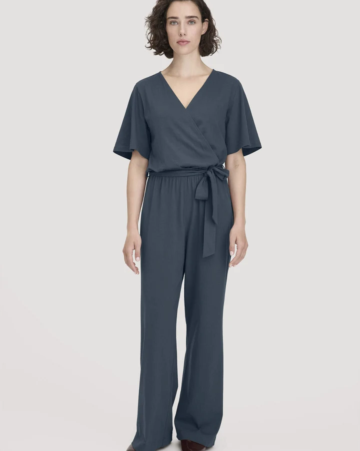 hessnatur Damen Jersey Overall Relaxed aus Bio-Baumwolle - blau - Größe 38