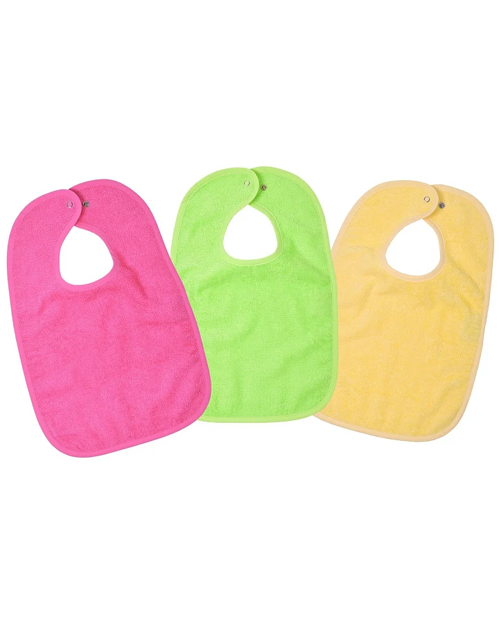 Lätzchen mit Druckknopf Bio Baumwolle 3er Set bunt pink Maße 30 x 45 cm