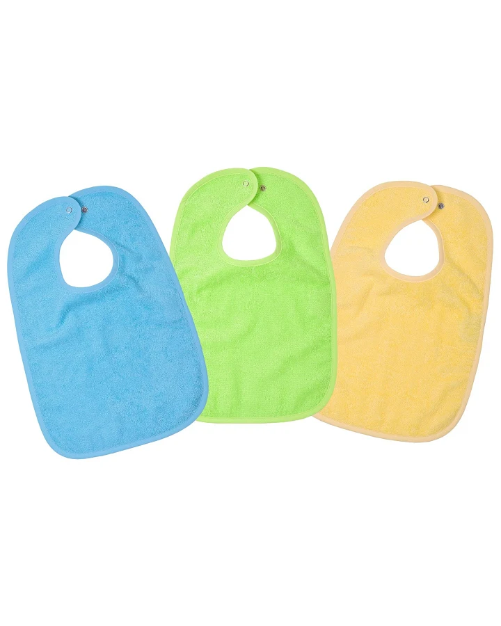 Lätzchen mit Druckknopf Bio Baumwolle 3er Set bunt blau Maße 30 x 45 cm
