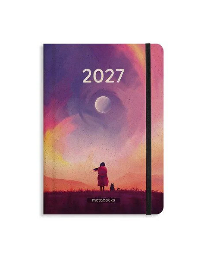 matabooks® Kalender 2027 A5 Diary aus Süßgraspapier mit Graspapier-Cover – Jahresplaner Samaya – Farbe: Skyglow