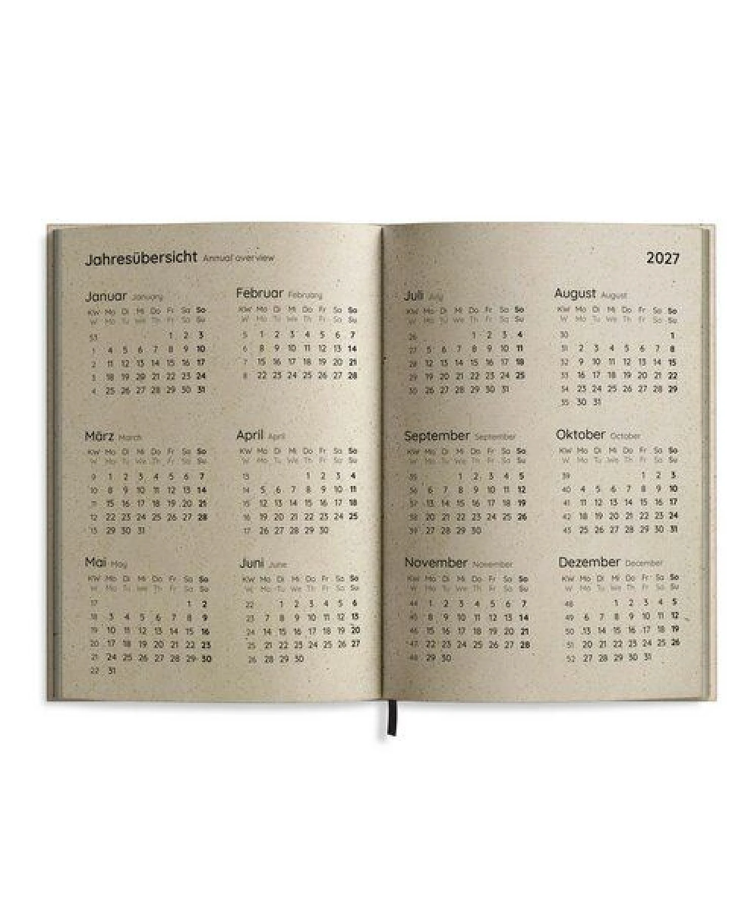 matabooks® Kalender 2027 A6 Basic aus Graspapier – Jahresplaner Samaya – Farbe: Lunar Violet – Ansicht 3
