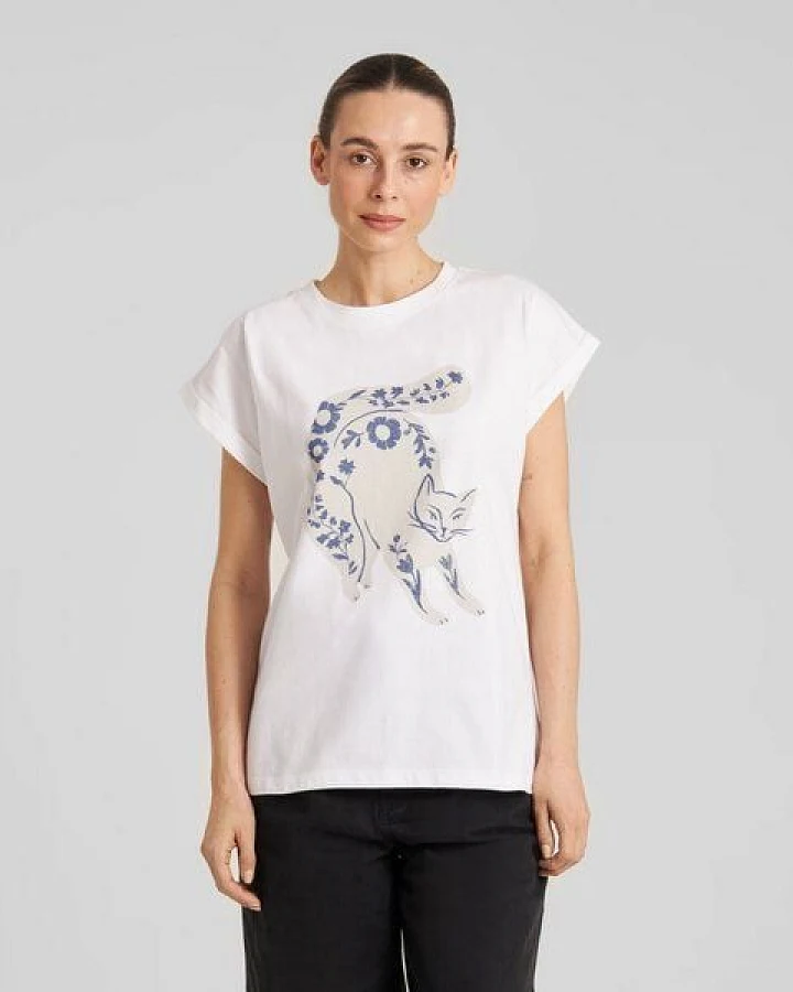 DEDICATED T-Shirt aus Biobaumwolle "Visby" - Flower Cat