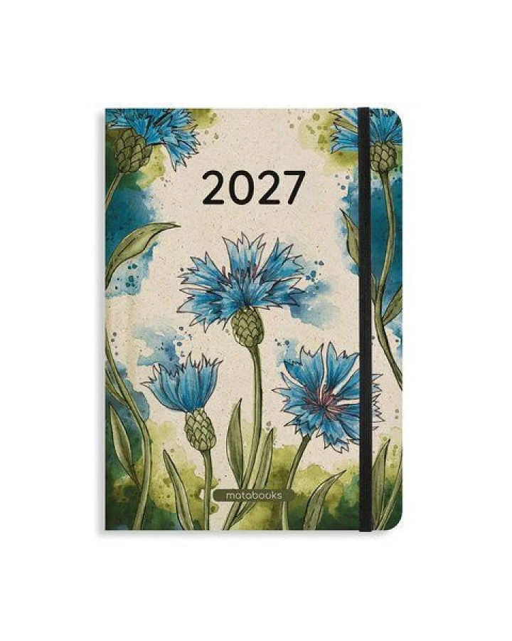matabooks® Kalender 2027 A5 Basic aus Graspapier – Jahresplaner Samaya – Farbe: Cornflower Blue