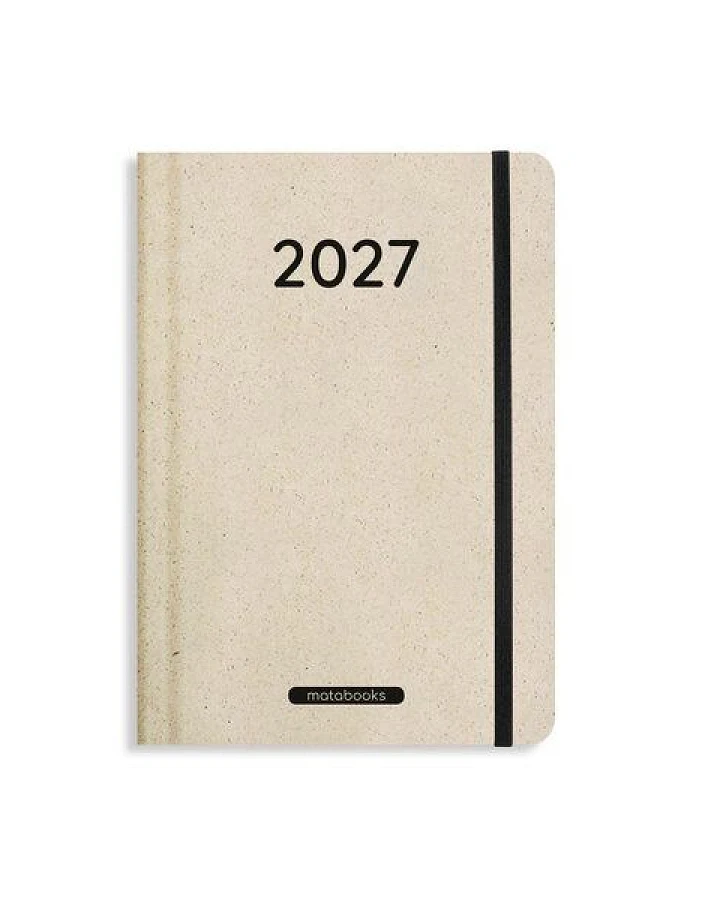 matabooks® Kalender 2027 A5 Basic aus Süßgraspapier mit Graspapier-Cover – Jahresplaner Samaya – Farbe: Nature M
