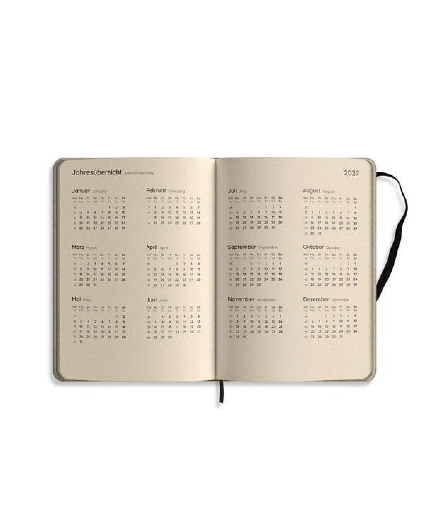 matabooks® Kalender 2027 A5 Basic aus Süßgraspapier mit Graspapier-Cover – Jahresplaner Samaya – Farbe: Nature M – Ansicht 2