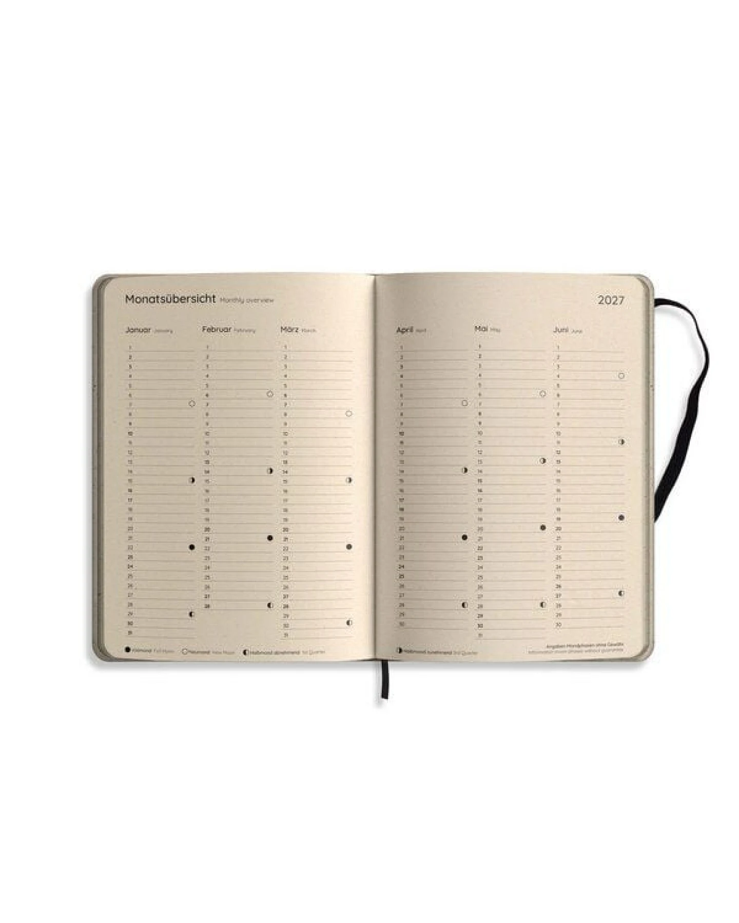 matabooks® Kalender 2027 A5 Basic aus Süßgraspapier mit Graspapier-Cover – Jahresplaner Samaya – Farbe: Nature M – Ansicht 3