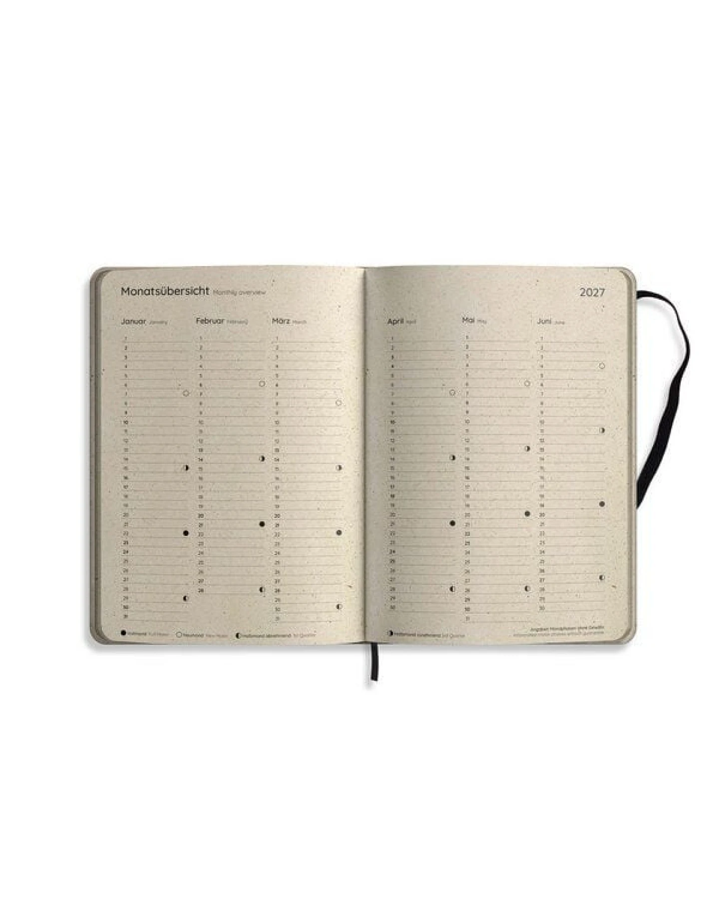 matabooks® Kalender 2027 A5 Diary aus Graspapier – Jahresplaner Samaya – Farbe: Pond Green – Ansicht 4