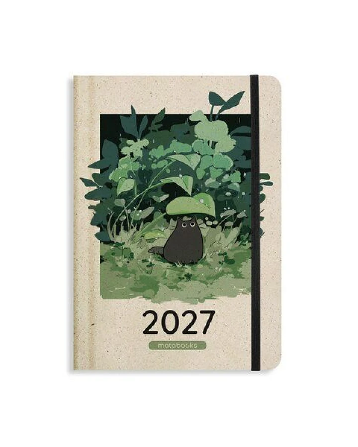 matabooks® Kalender 2027 A5 Diary aus Süßgraspapier mit Graspapier-Cover – Jahresplaner Samaya – Farbe: Rainy Green