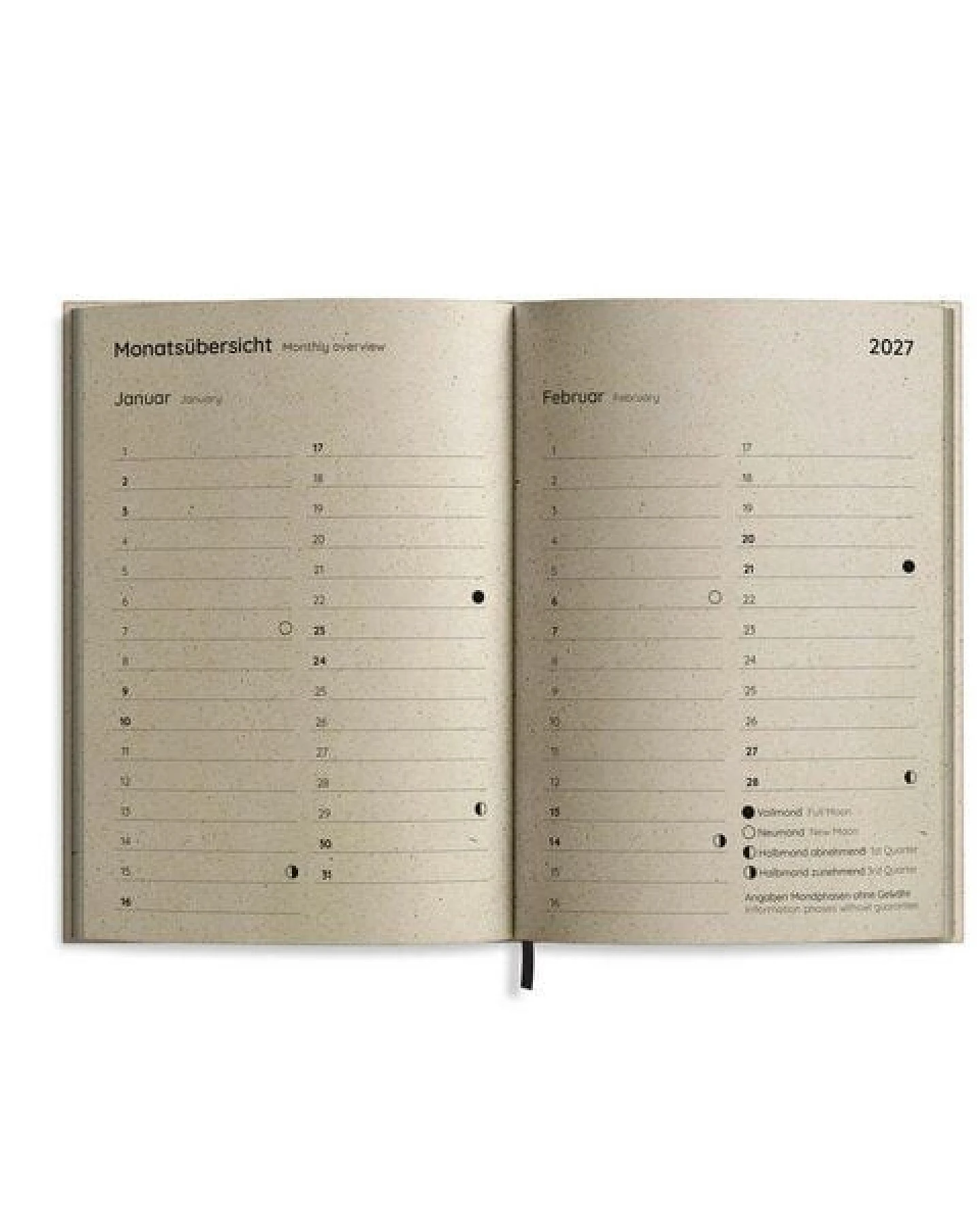 matabooks® Kalender 2027 A6 Basic aus Graspapier – Jahresplaner Samaya – Farbe: Nature S – Ansicht 4