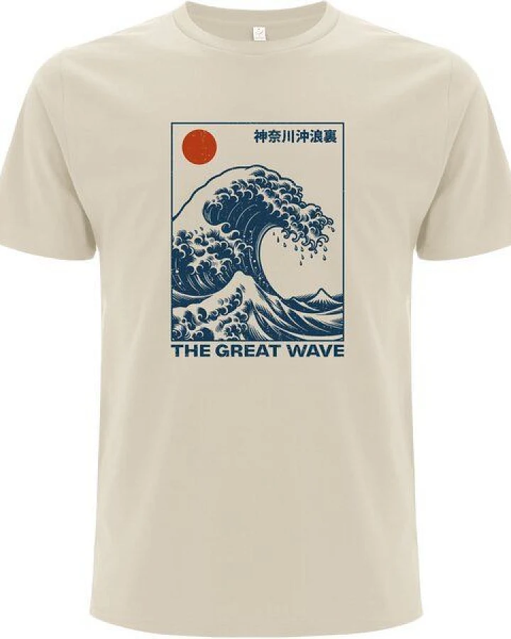 Spreecult Die große Welle - Bio und Fair - Männer Unisex T-Shirt - The Great Wave