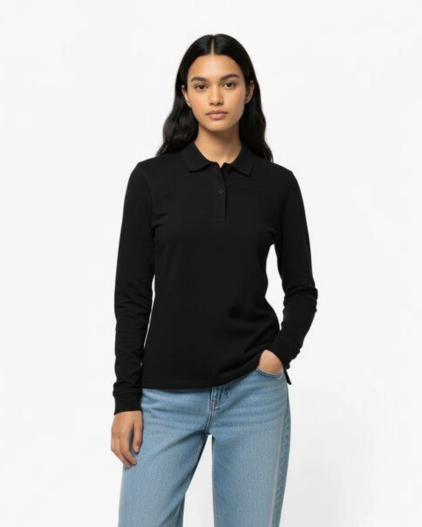 YTWOO Damen Piqué-Polo Langarm – Ansicht 2