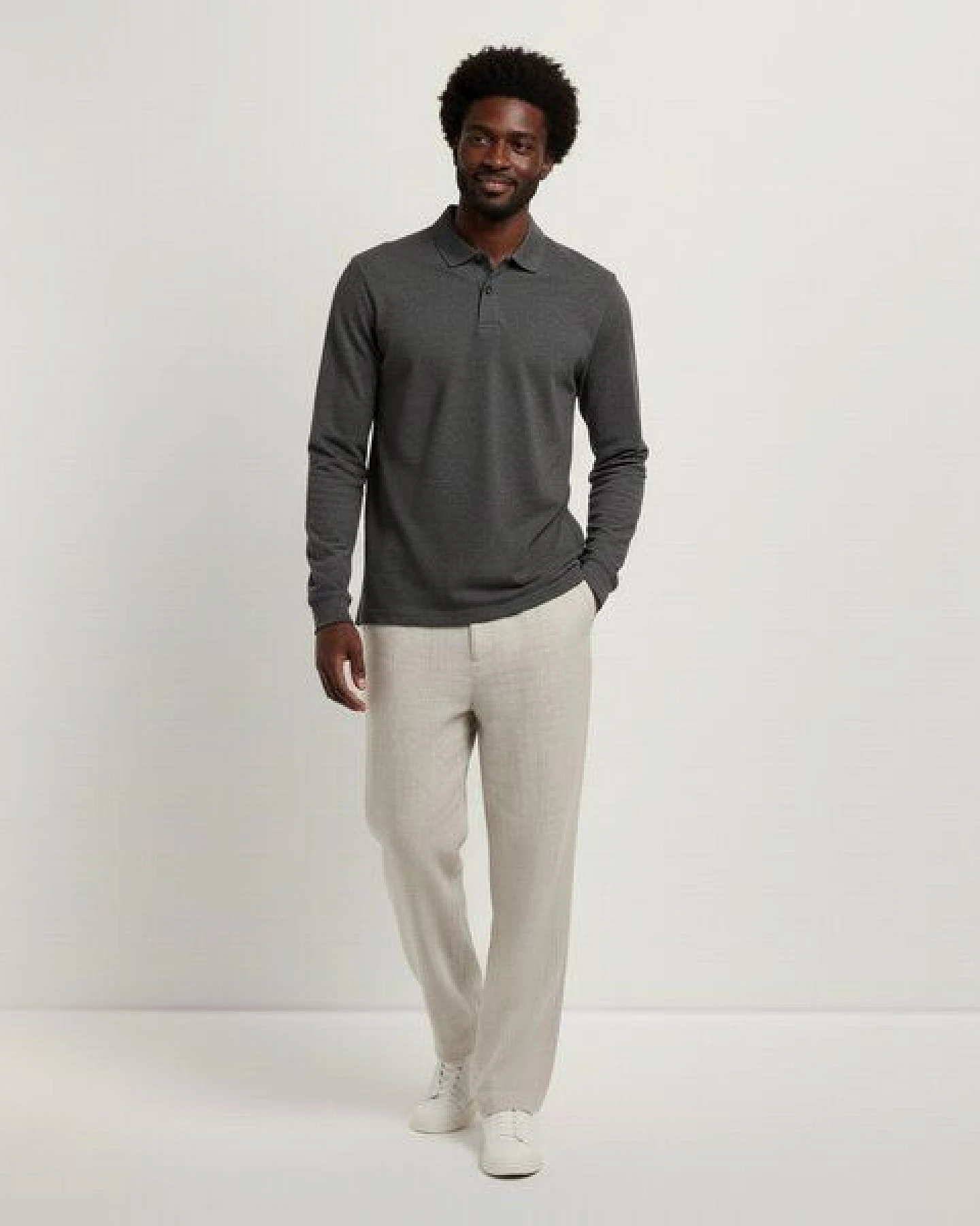 YTWOO Herren Piqué-Polo Langarm – Ansicht 2