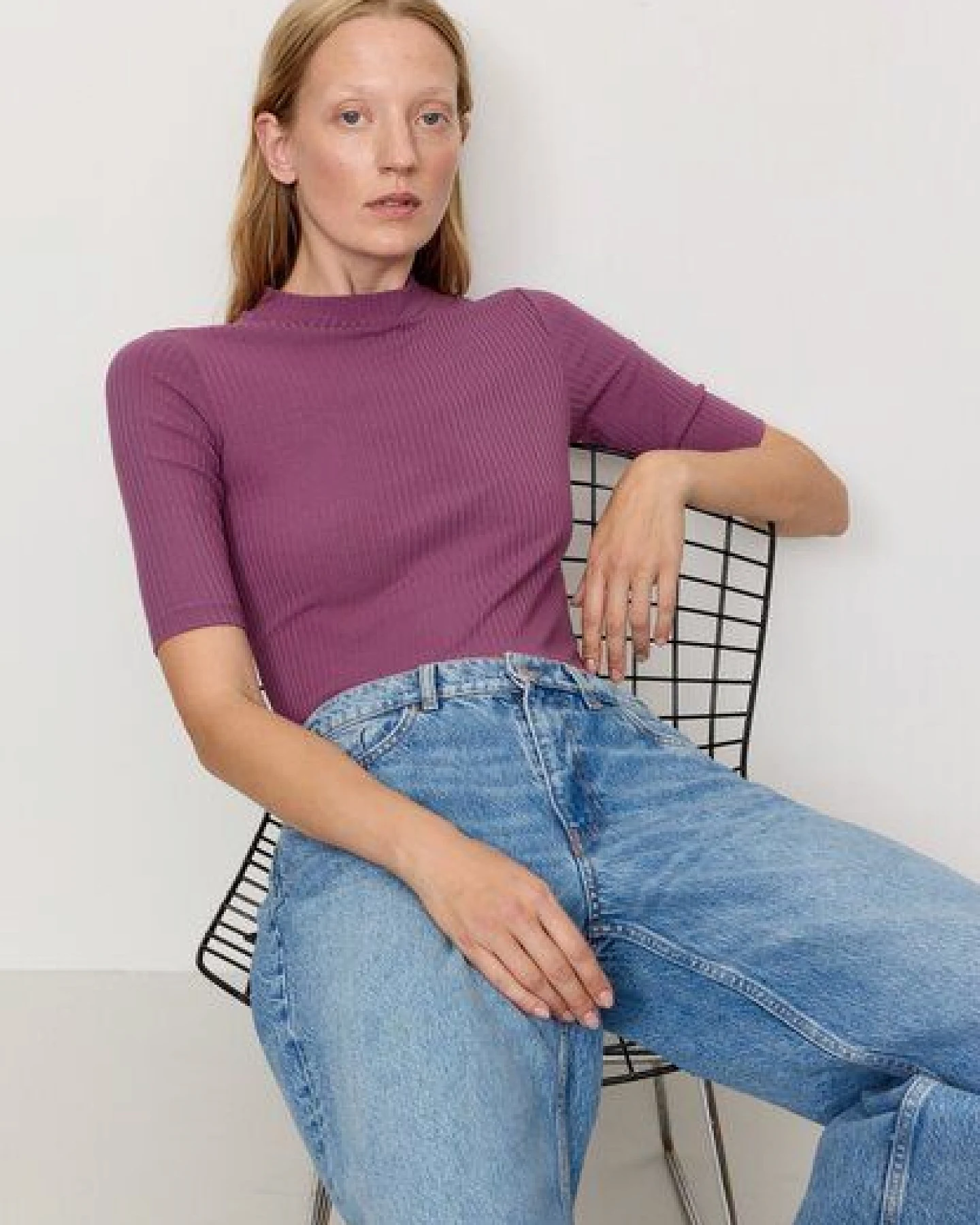 Damen Rib Longsleeve aus Leinen und LENZING ECOVERO Viskose Mix - DANDELION - recolution – Ansicht 4