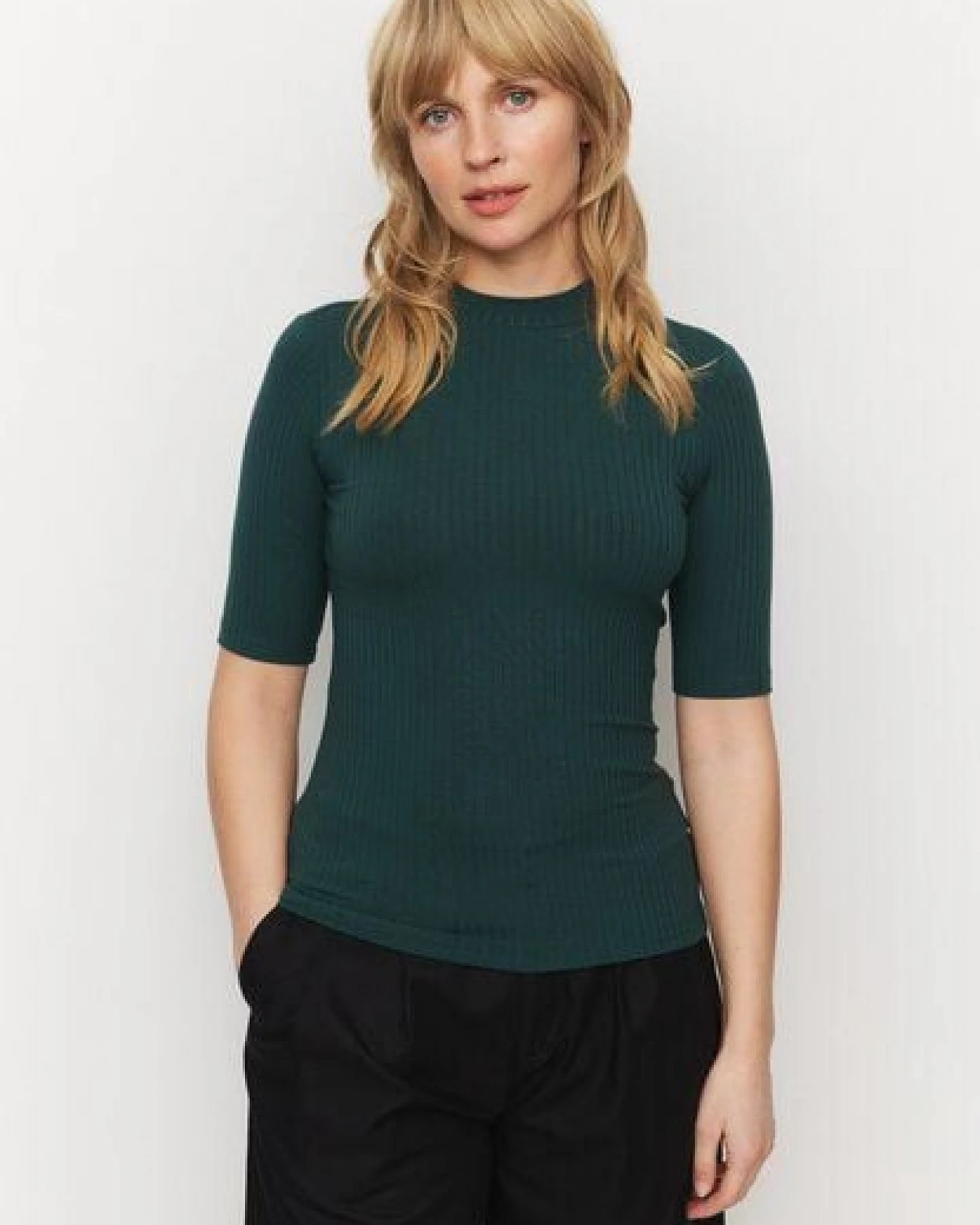 Damen Rib Longsleeve aus Leinen und LENZING ECOVERO Viskose Mix - DANDELION - recolution – Ansicht 3
