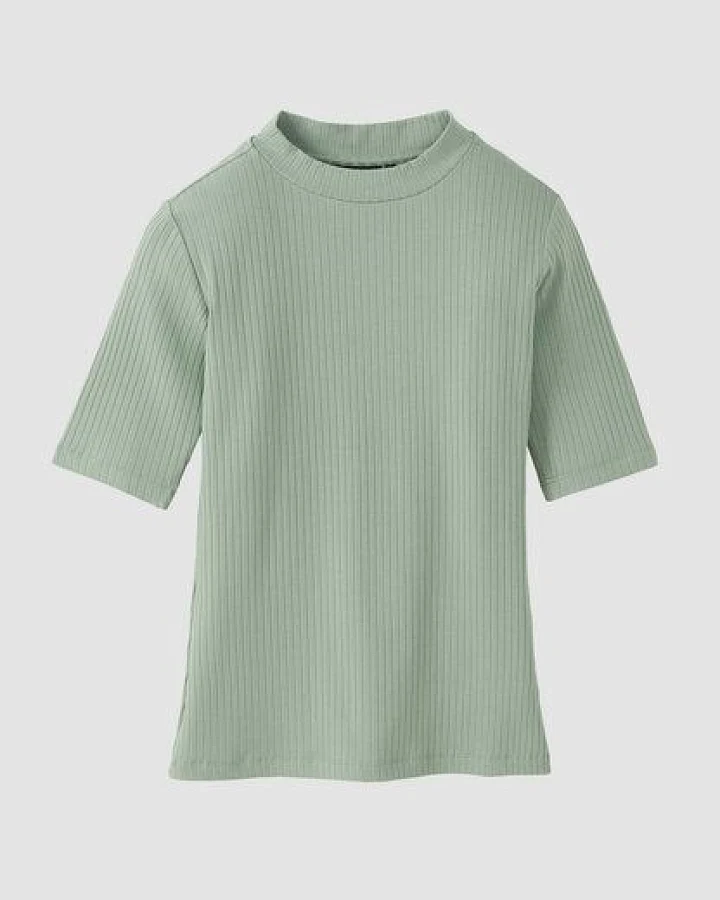 Produktseite: Damen Rib Longsleeve aus Leinen und LENZING ECOVERO Viskose Mix - DANDELION - recolution