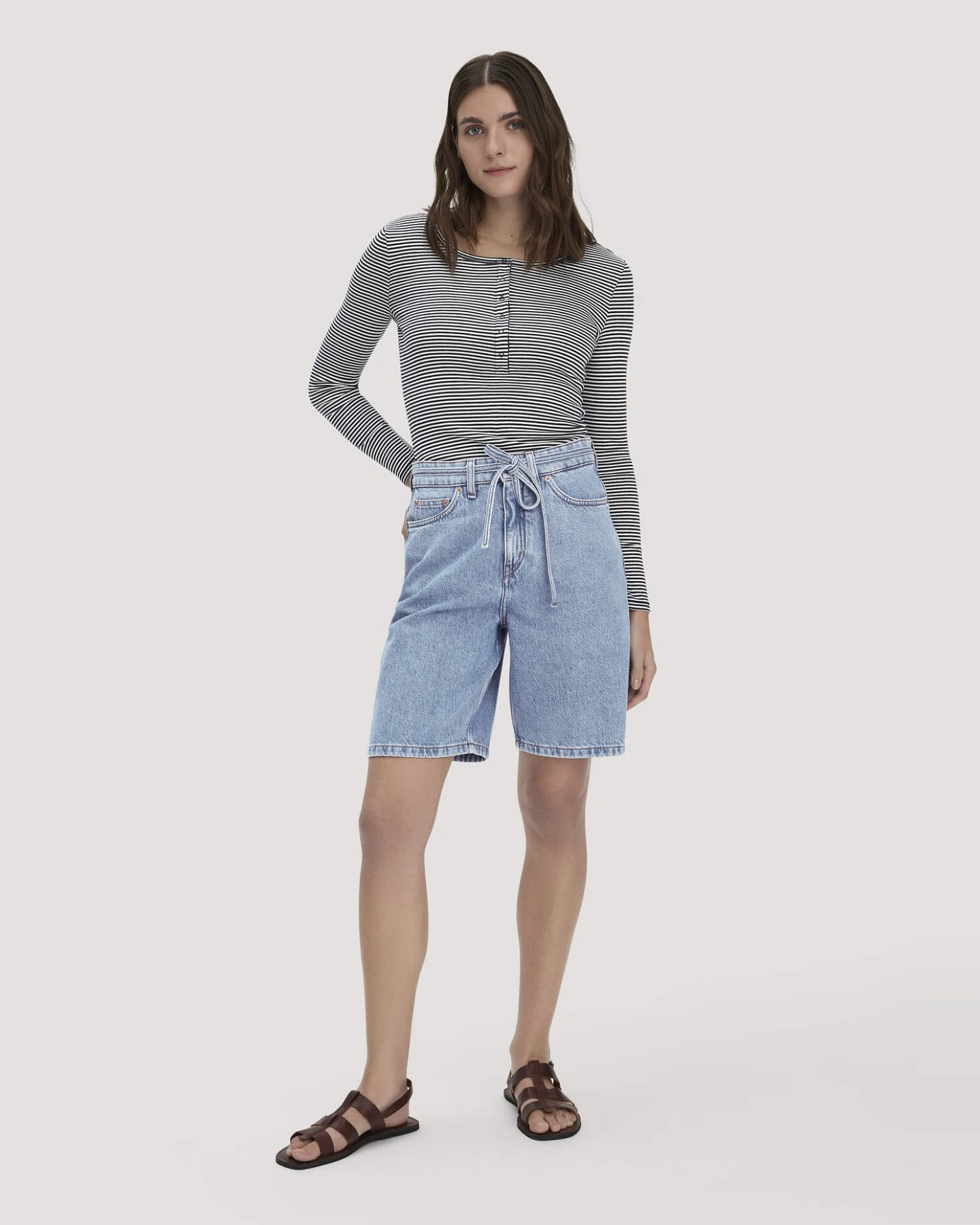 hessnatur Damen Softrib Longsleeve Streifen Henley Fitted aus Bio-Baumwolle und TENCEL™ Modal - blau - Größe 36 – Ansicht 2