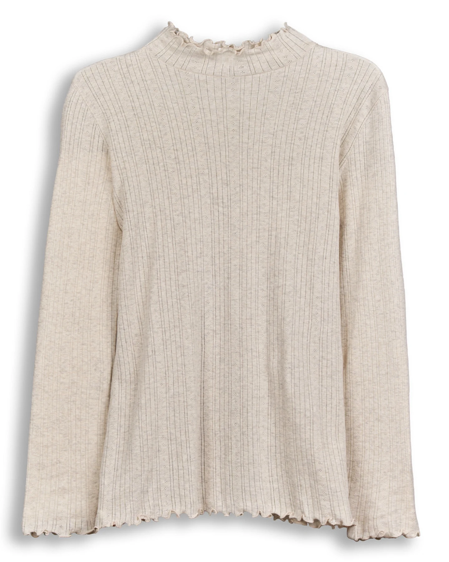Damen Stehkragen-Shirt Beige – Ansicht 2