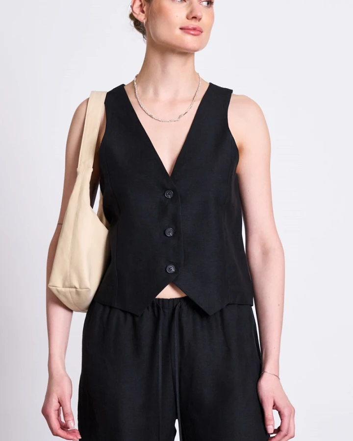 JAN 'N JUNE Damen vegan Weste Hvide Schwarz