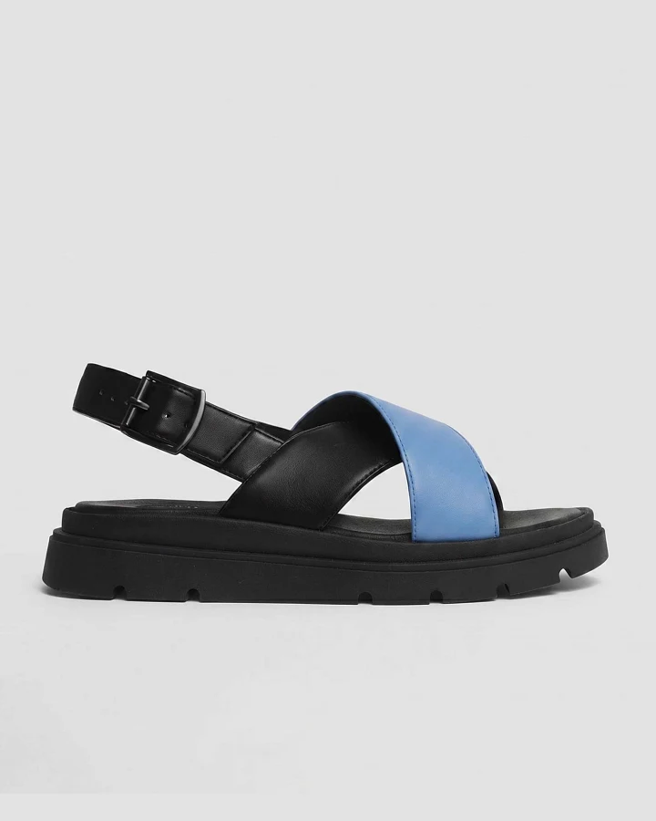 BOHEMA Damen vegan Sandalen Glare Babyblau/Schwarz