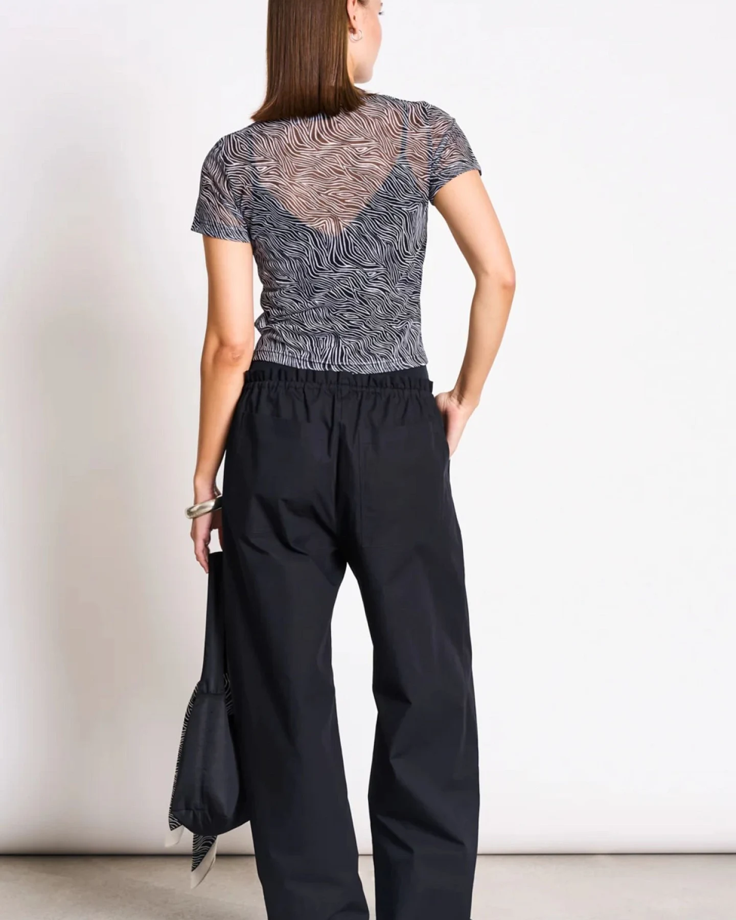 T-Shirt Evie Mesh Zebra Print Schwarz – Ansicht 4