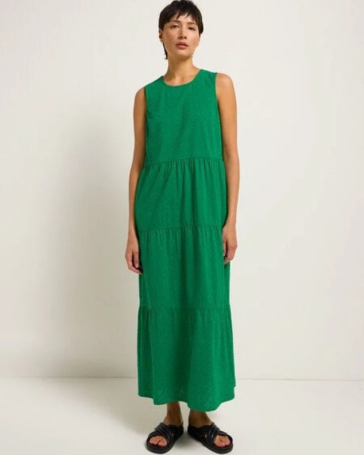LANIUS Maxikleid mit Stickerei aus Bio-Baumwolle