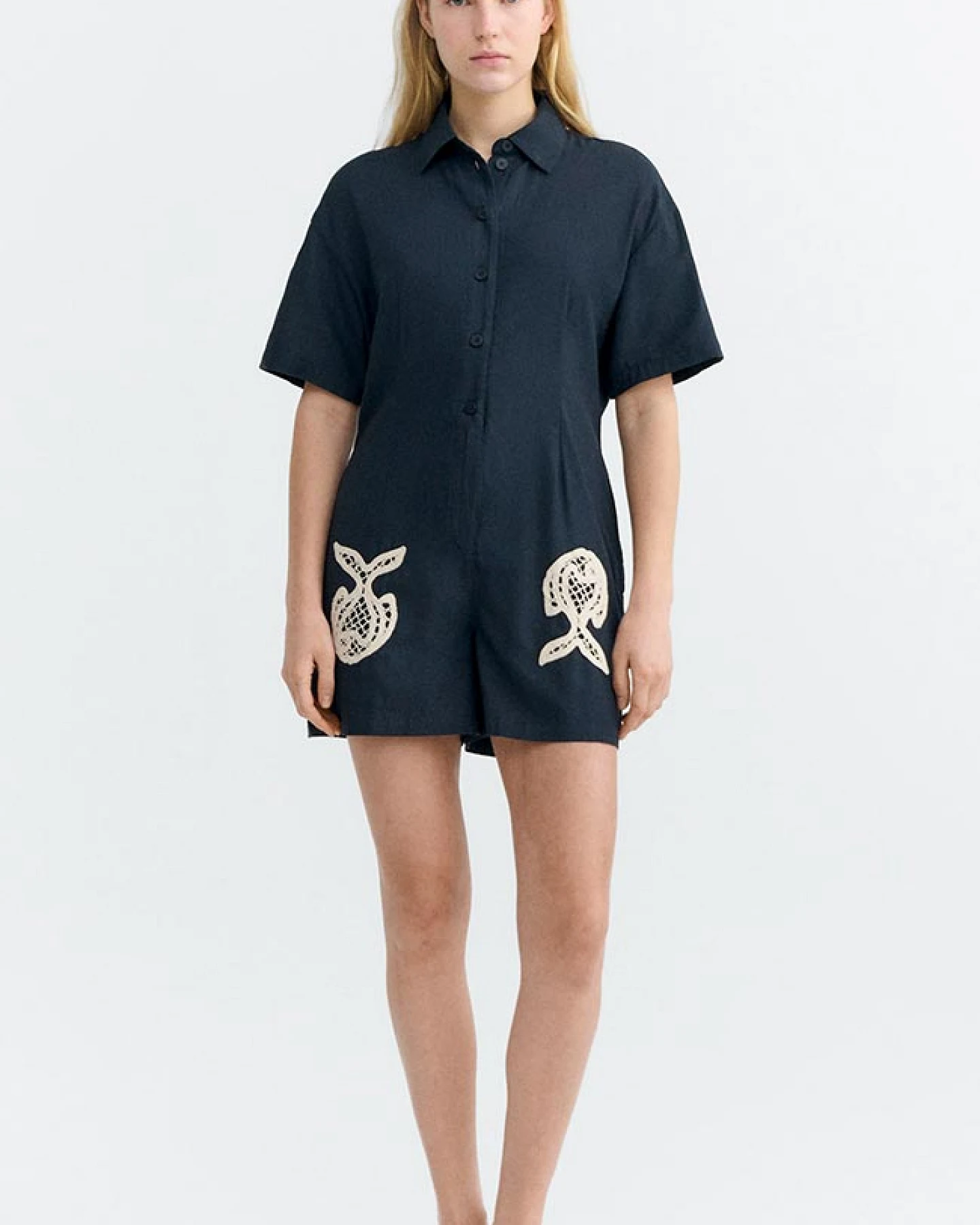 Thinking MU Damen vegan Jumpsuit Roberta Fish Navy – Ansicht 2