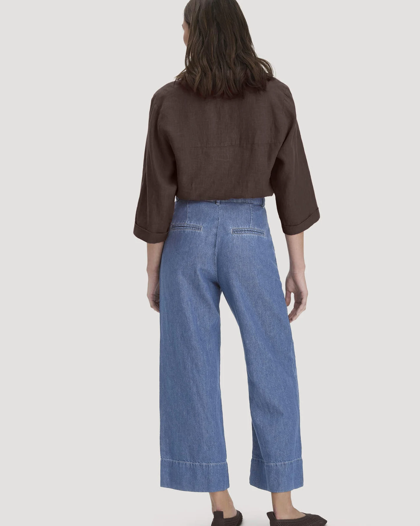 hessnatur Damen Jeans ENNELIE Culotte Wide Leg aus Bio-Baumwolle mit TENCEL™ Lyocell und Leinen - blau - Größe 33/29 – Ansicht 2