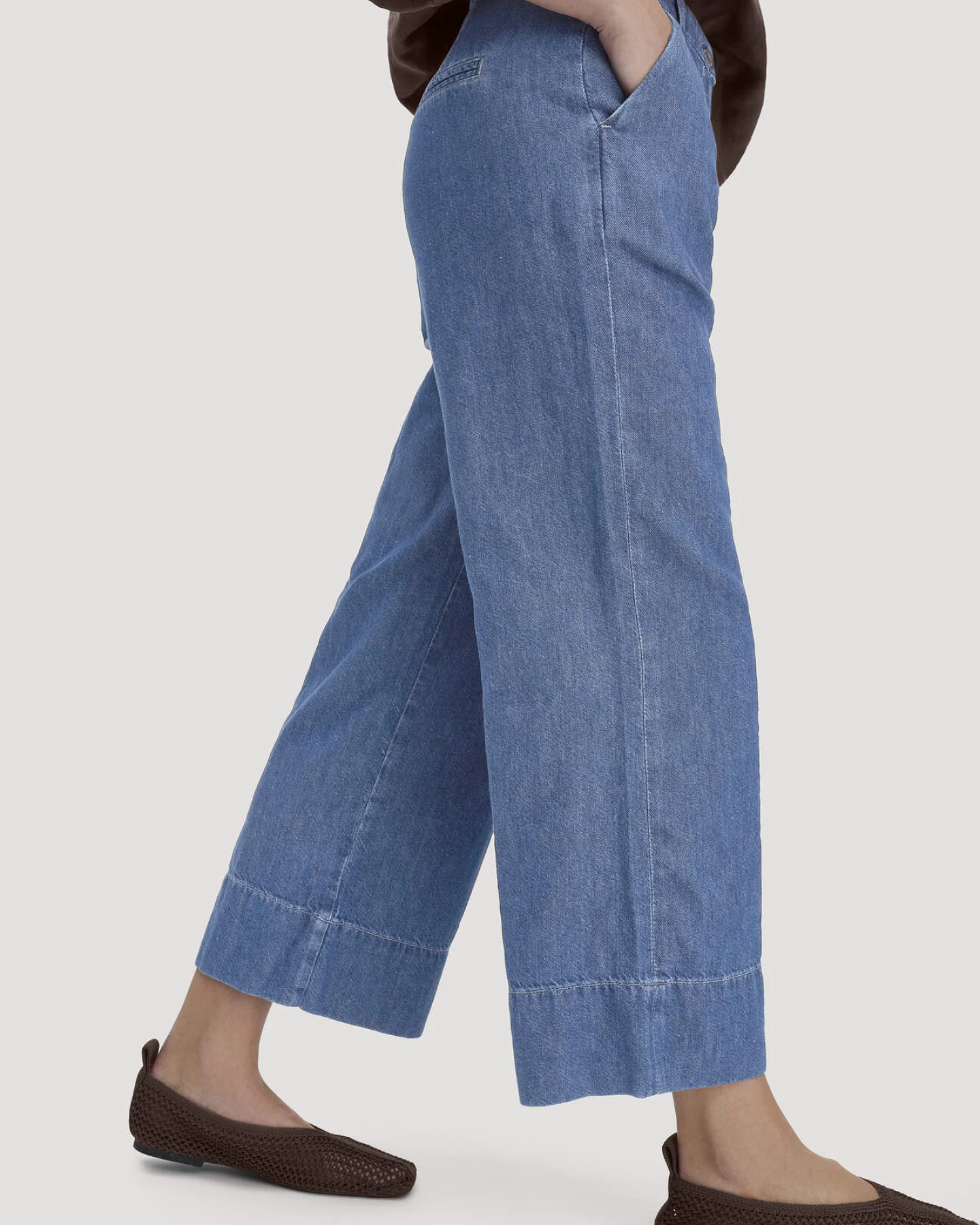 hessnatur Damen Jeans ENNELIE Culotte Wide Leg aus Bio-Baumwolle mit TENCEL™ Lyocell und Leinen - blau - Größe 33/29 – Ansicht 3