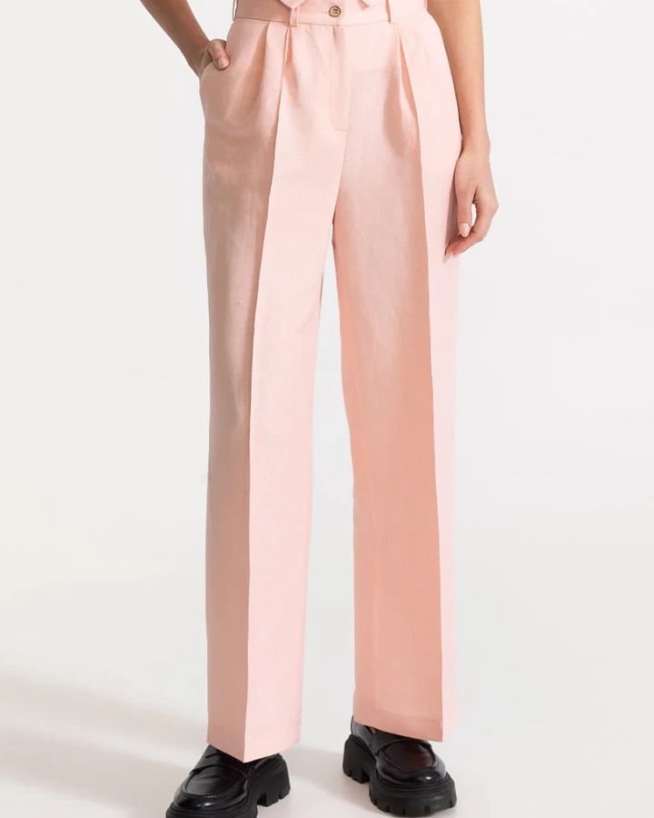 De IONESCU Damen vegan Hose Figa Leinen Rosa
