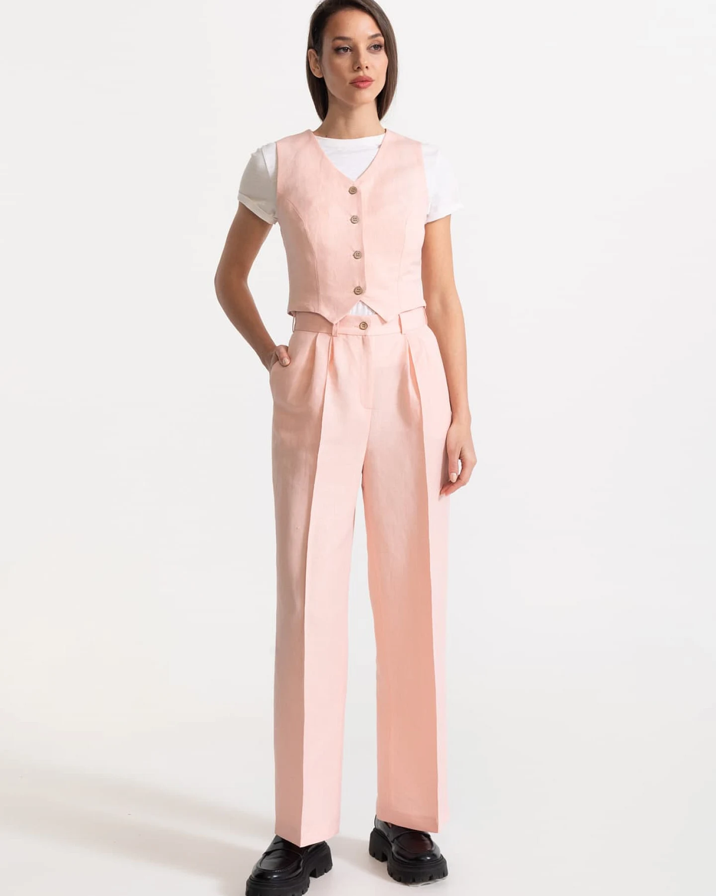 De IONESCU Damen vegan Hose Figa Leinen Rosa – Ansicht 2